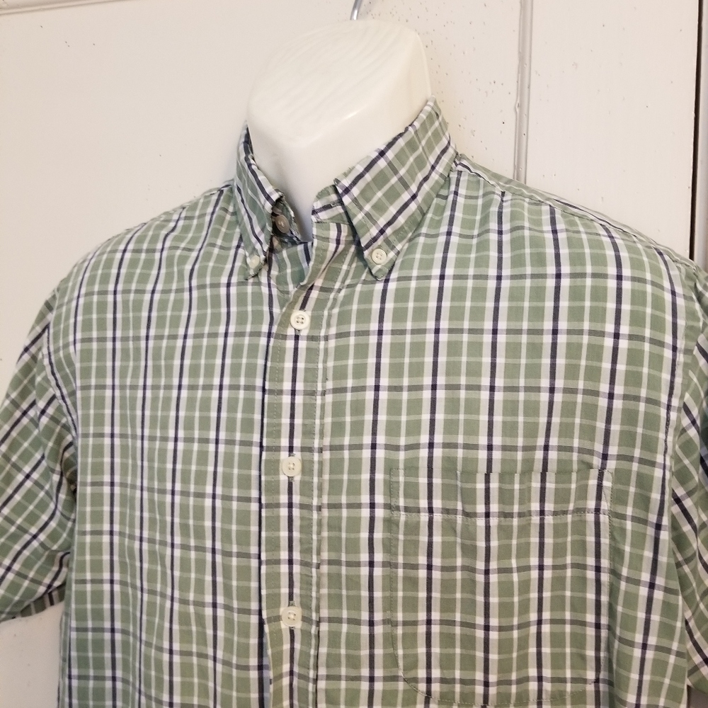 Puritan Green Mens Medium Plaid Button-up shirt
